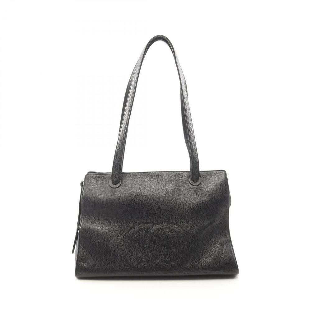Chanel Coco Mark Tote Bag Leather Black